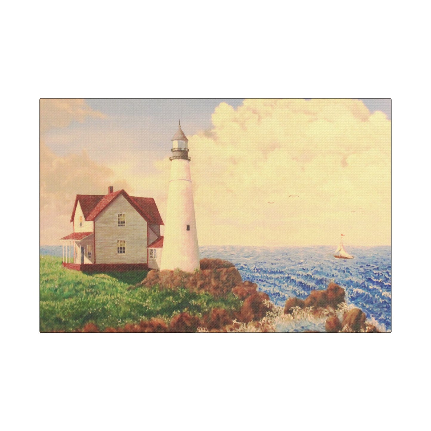 The Lighthouse- Art- Gallery Wrapped- Satin Stretched Canvas Gallery Wraps - No Frame Needed