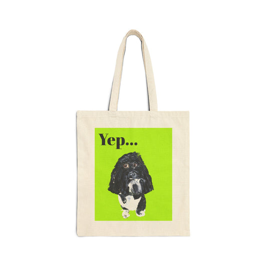 "Yep... Dog" Stylish Cotton Canvas Tote Bag, Eco-Friendly Shopping Bag, Art Tote, Gift for Her, Tote for Every Occasion