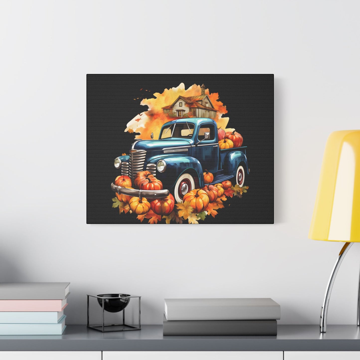 Fall Truck Art- Gallery Wrapped- Satin Stretched Canvas Gallery Wraps - No Frame Needed