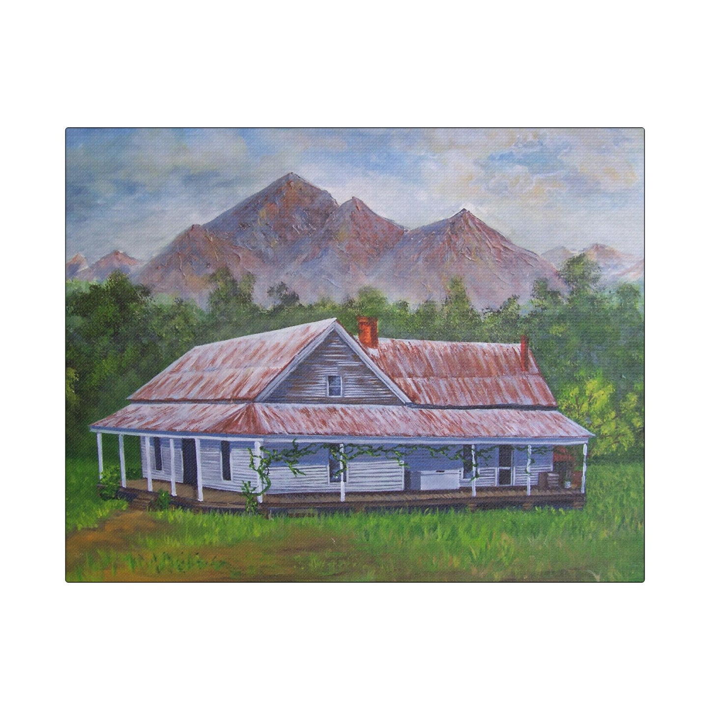 Mountain House- Art- Gallery Wrapped- Satin Stretched Canvas Gallery Wraps - No Frame Needed