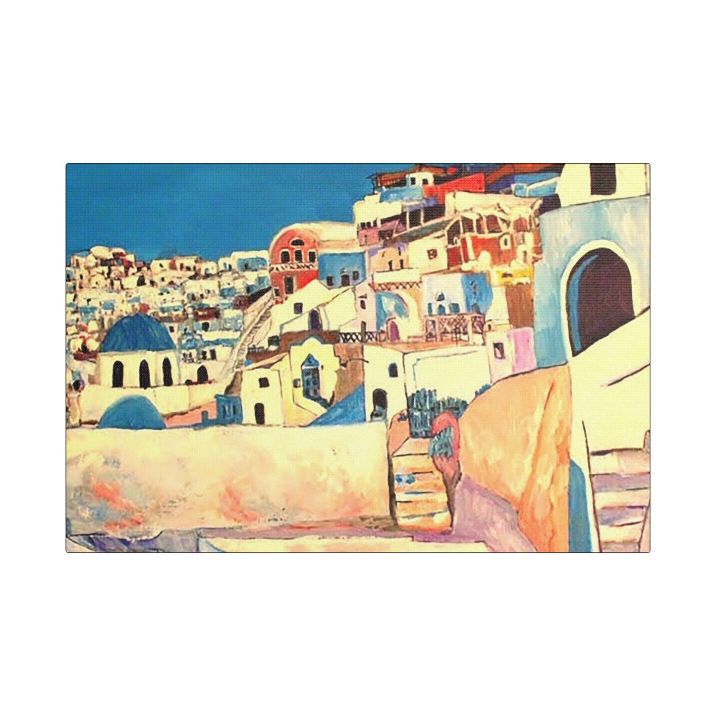 Visit Greece - Art- Gallery Wrapped- Satin Stretched Canvas Gallery Wraps - No Frame Needed