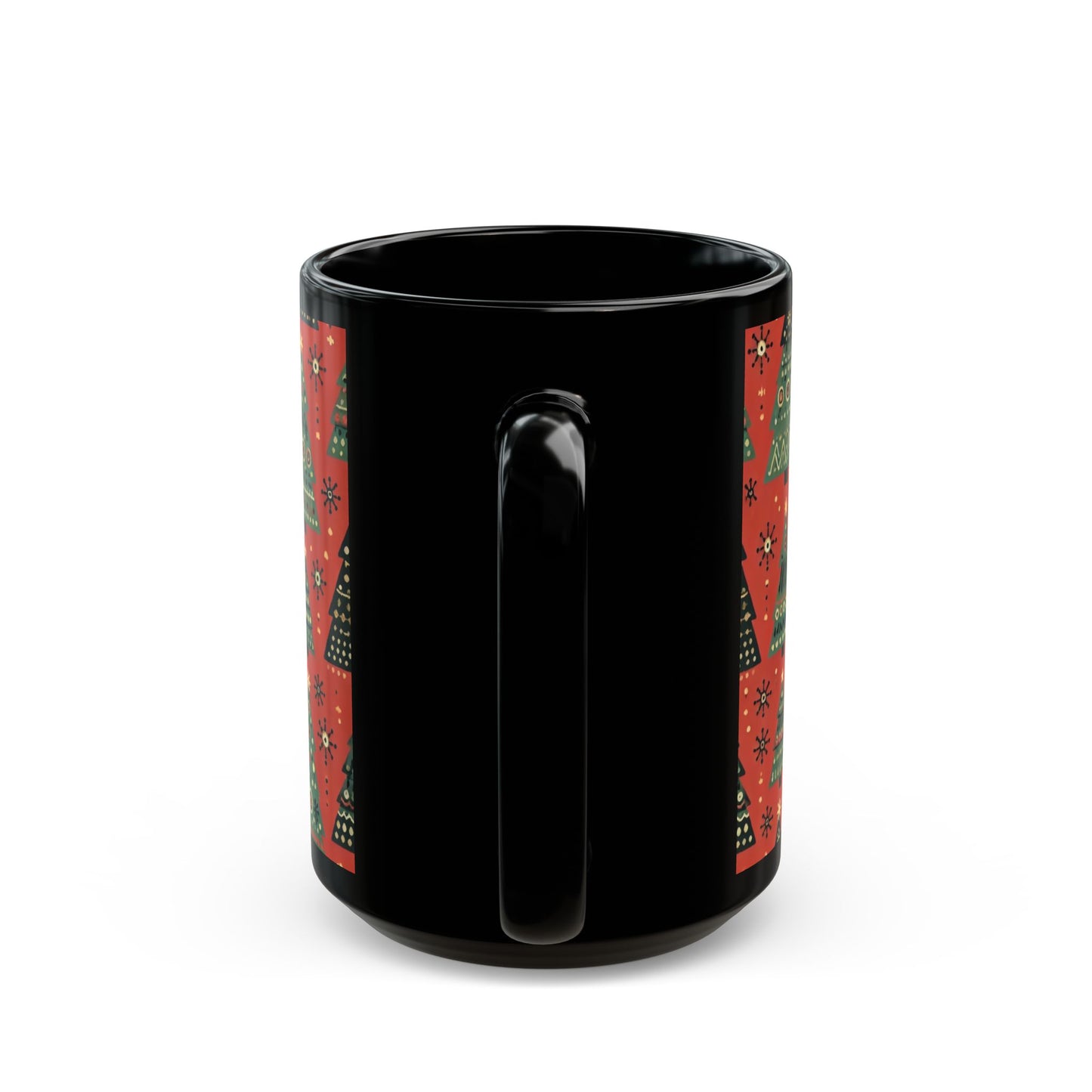Modern Christmas Trees -  11 oz or 15 oz Ceramic Black Mugs
