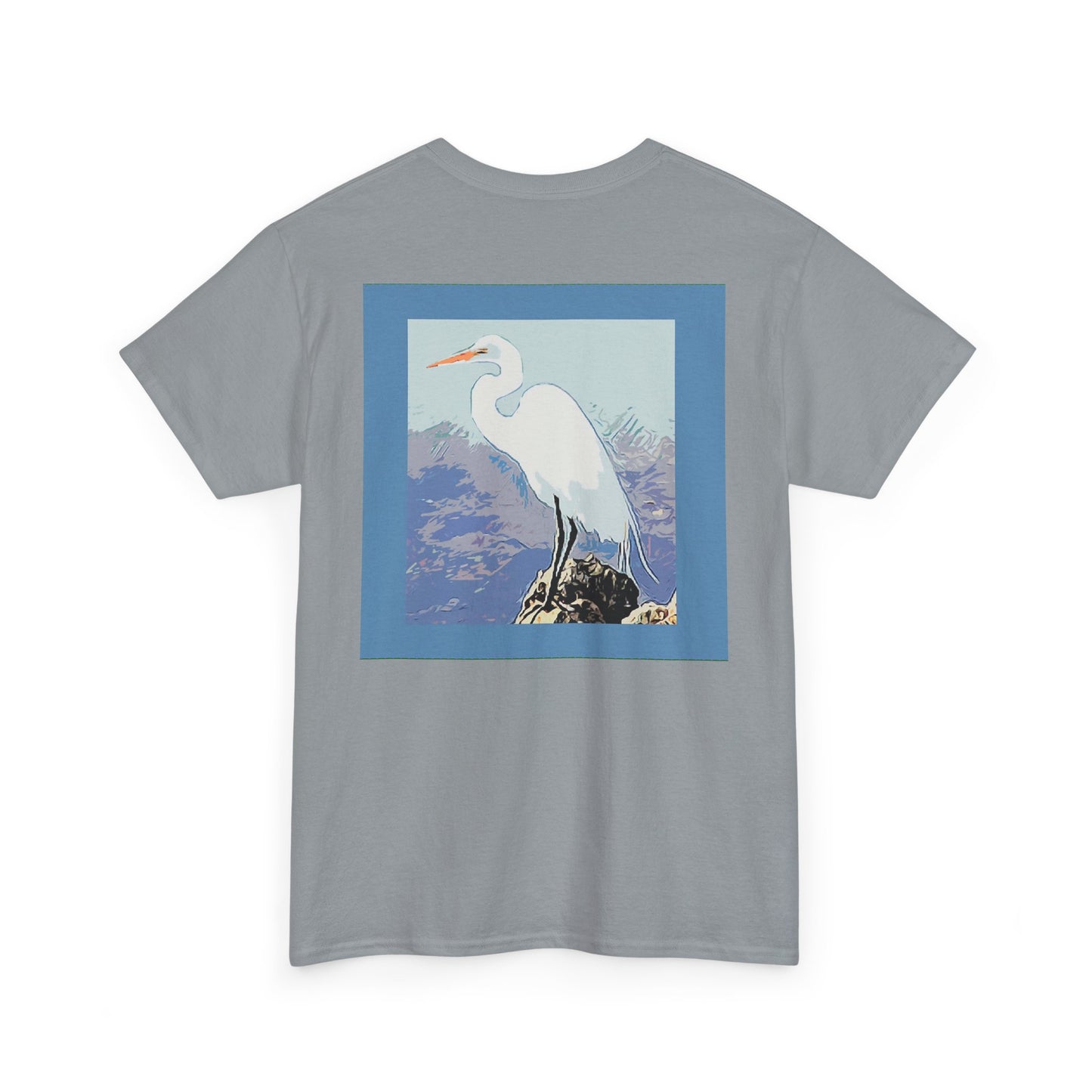 White Egret- Amazing Unisex Heavy Cotton Short Sleeve Tee Shirts!