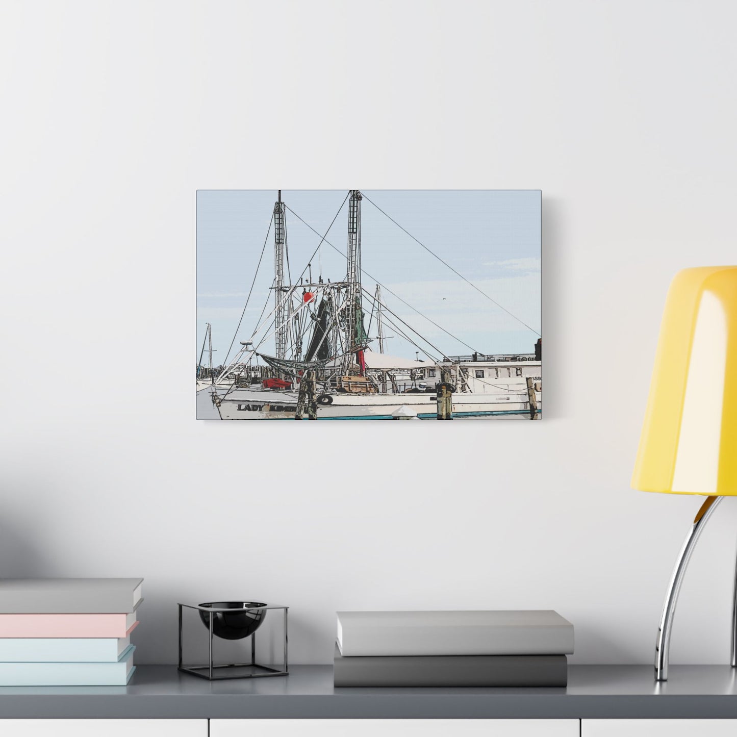 Shrimp Boat Art- Gallery Wrapped- Satin Stretched Canvas Gallery Wraps - No Frame Needed