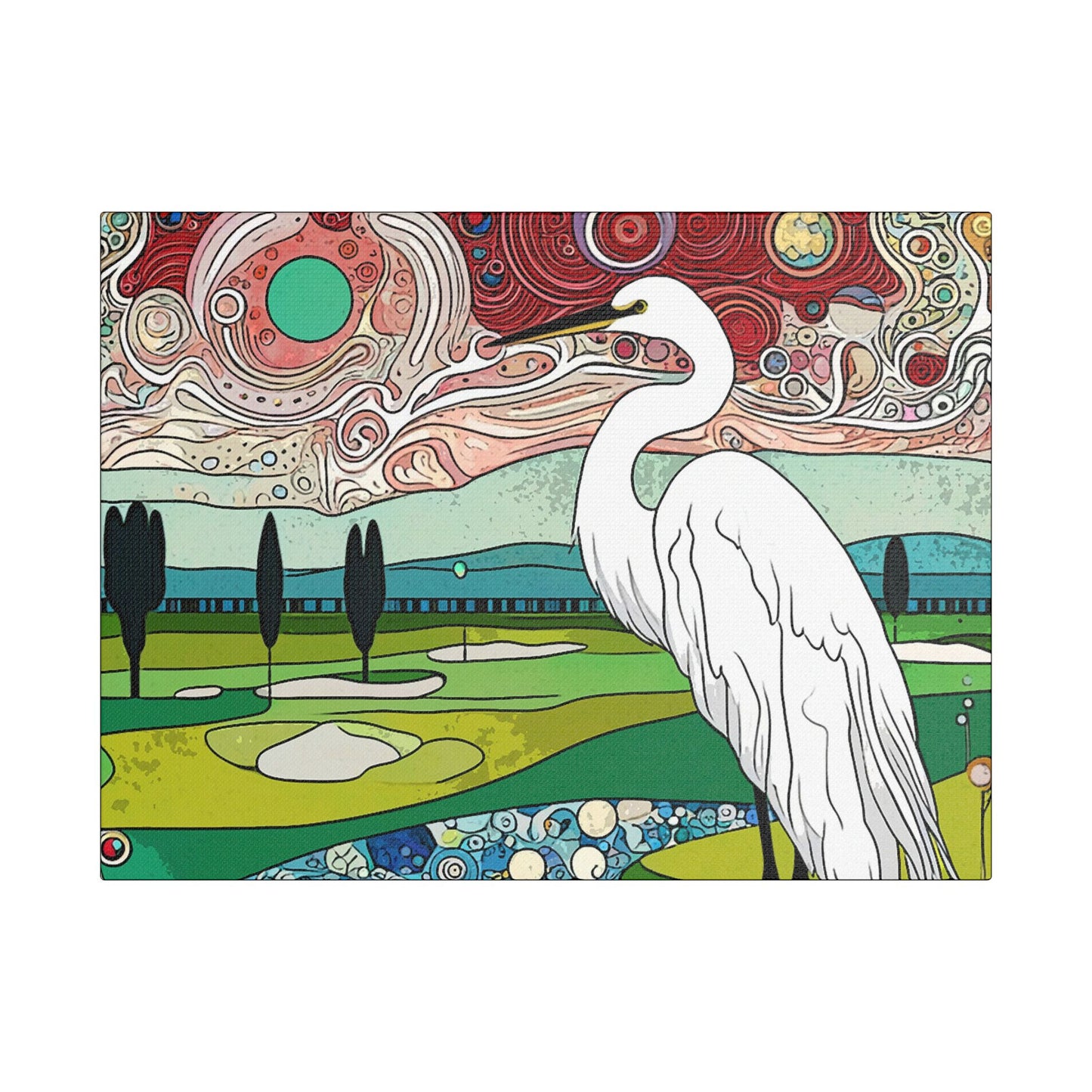 Florida Egret- Art- Gallery Wrapped- Satin Stretched Canvas Gallery Wraps - No Frame Needed