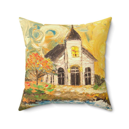 Coastal Church Faux Suede Square Pillow