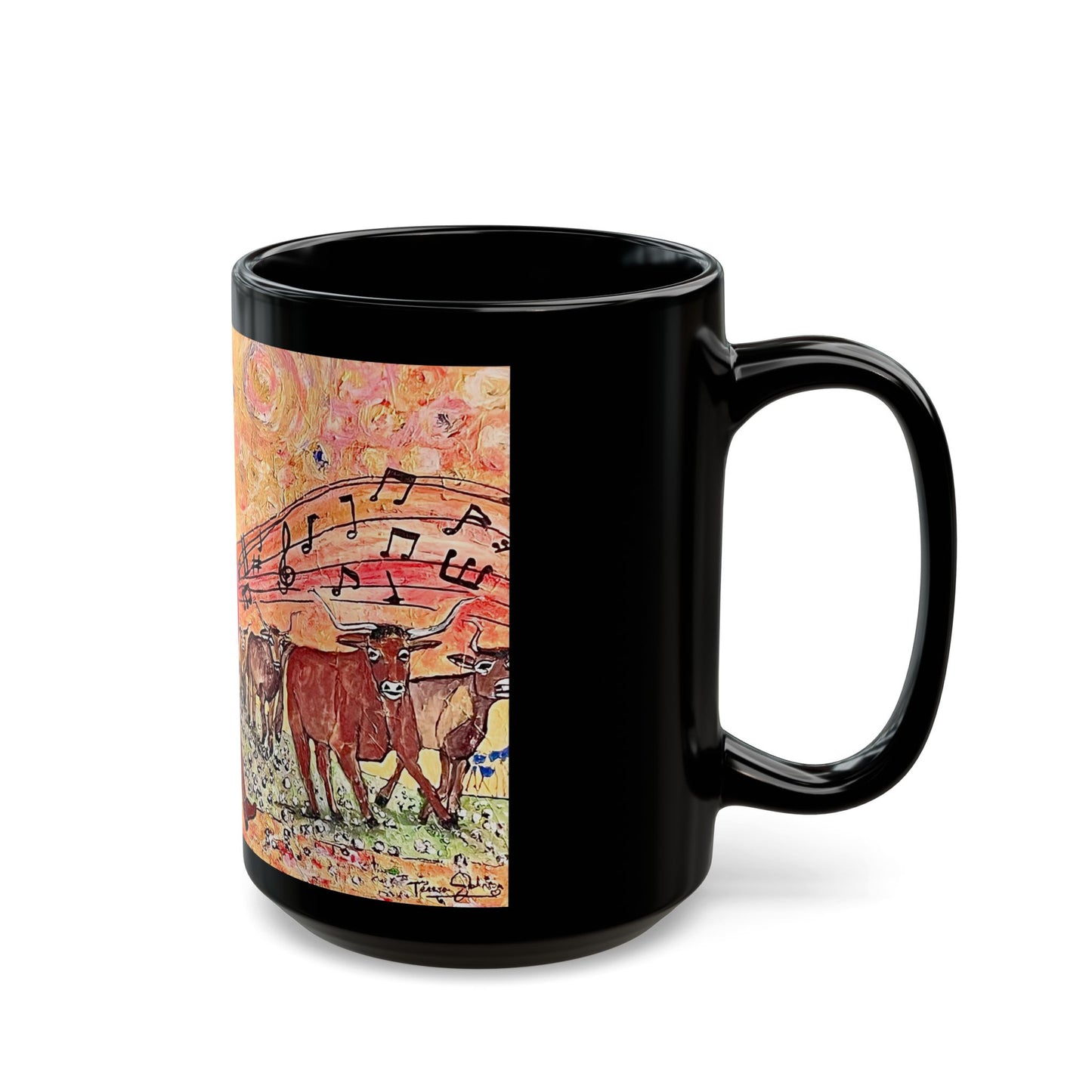 Singing Cowgirl - 11 oz or 15 oz Ceramic Black Mugs