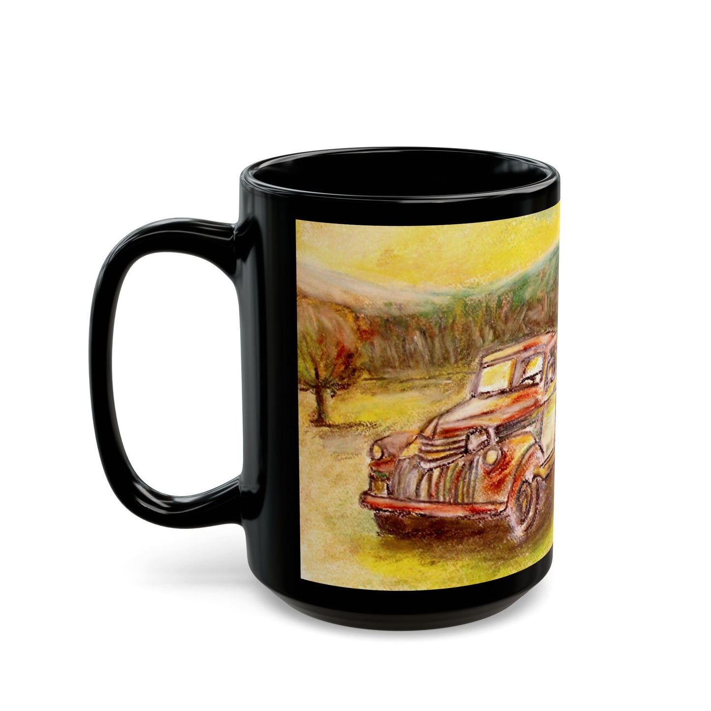 Rusty Truck- 11 oz or 15 oz Ceramic Black Mugs