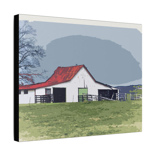 Red Roof Mountain Barn- Art- Gallery Wrapped- Satin Stretched Canvas Gallery Wraps - No Frame Needed