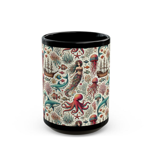 Under the Seas- 11 oz or 15 oz Ceramic Black Mugs