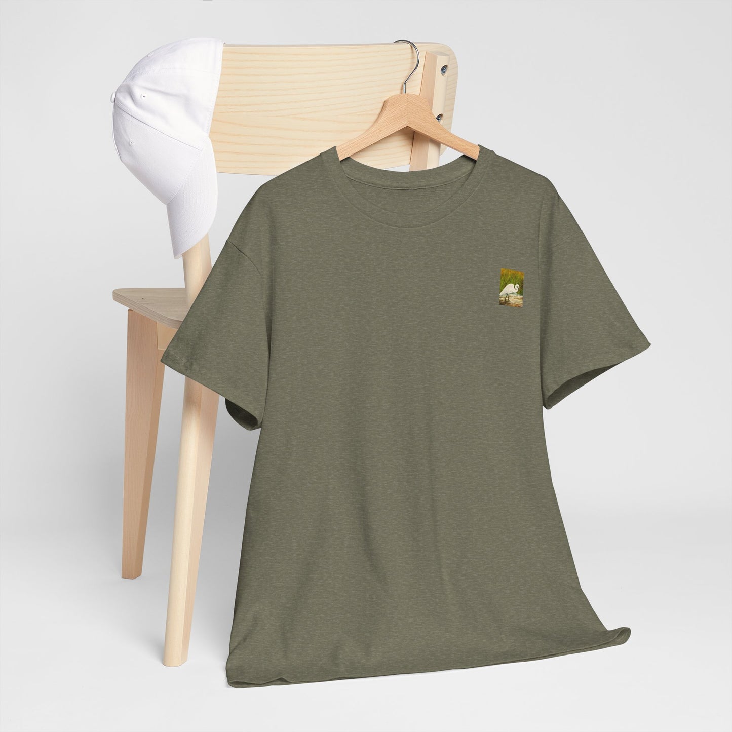 White Egret- Amazing Unisex Heavy Cotton Short Sleeve Tee Shirts!