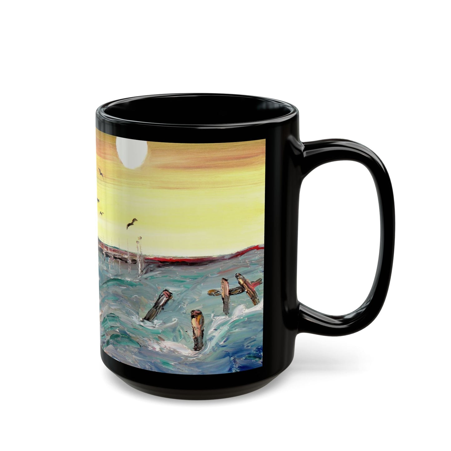 Can't Get Enough of the Mississippi Coast- 11 oz or 15 oz Ceramic Black Mugs