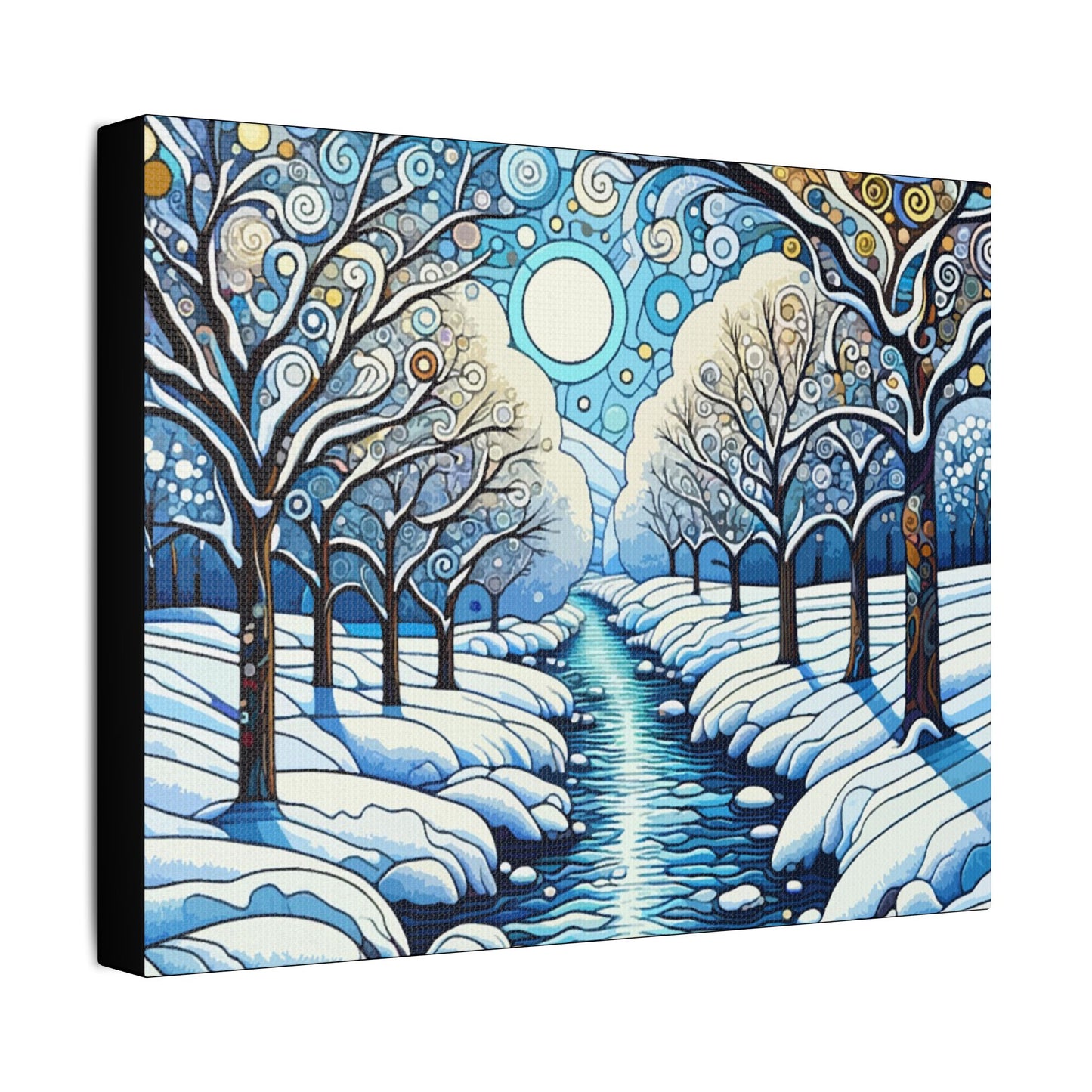 Winter Stream- Art- Gallery Wrapped- Satin Stretched Canvas Gallery Wraps - No Frame Needed