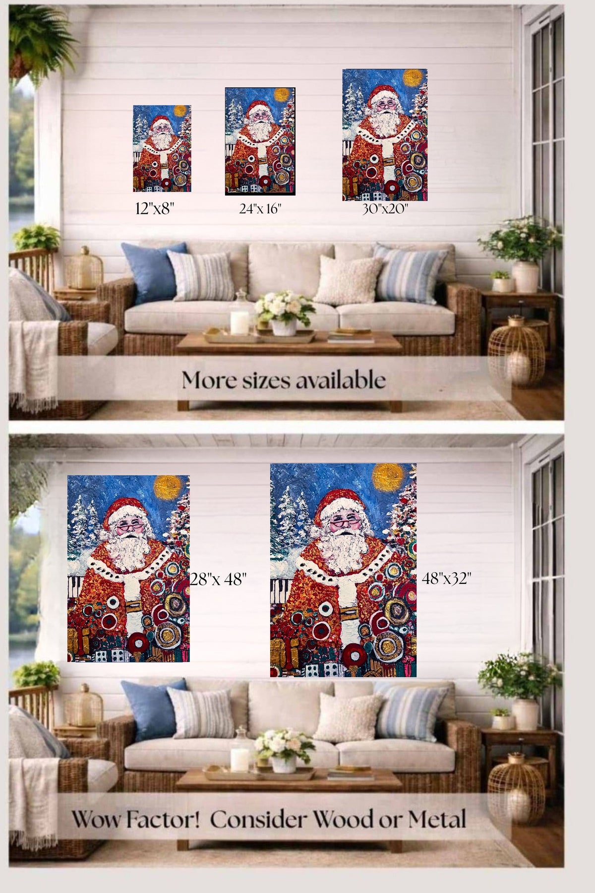 Santa's Magic | Vintage Style Christmas| Giclee Paper- Wood- Metal- Canvas