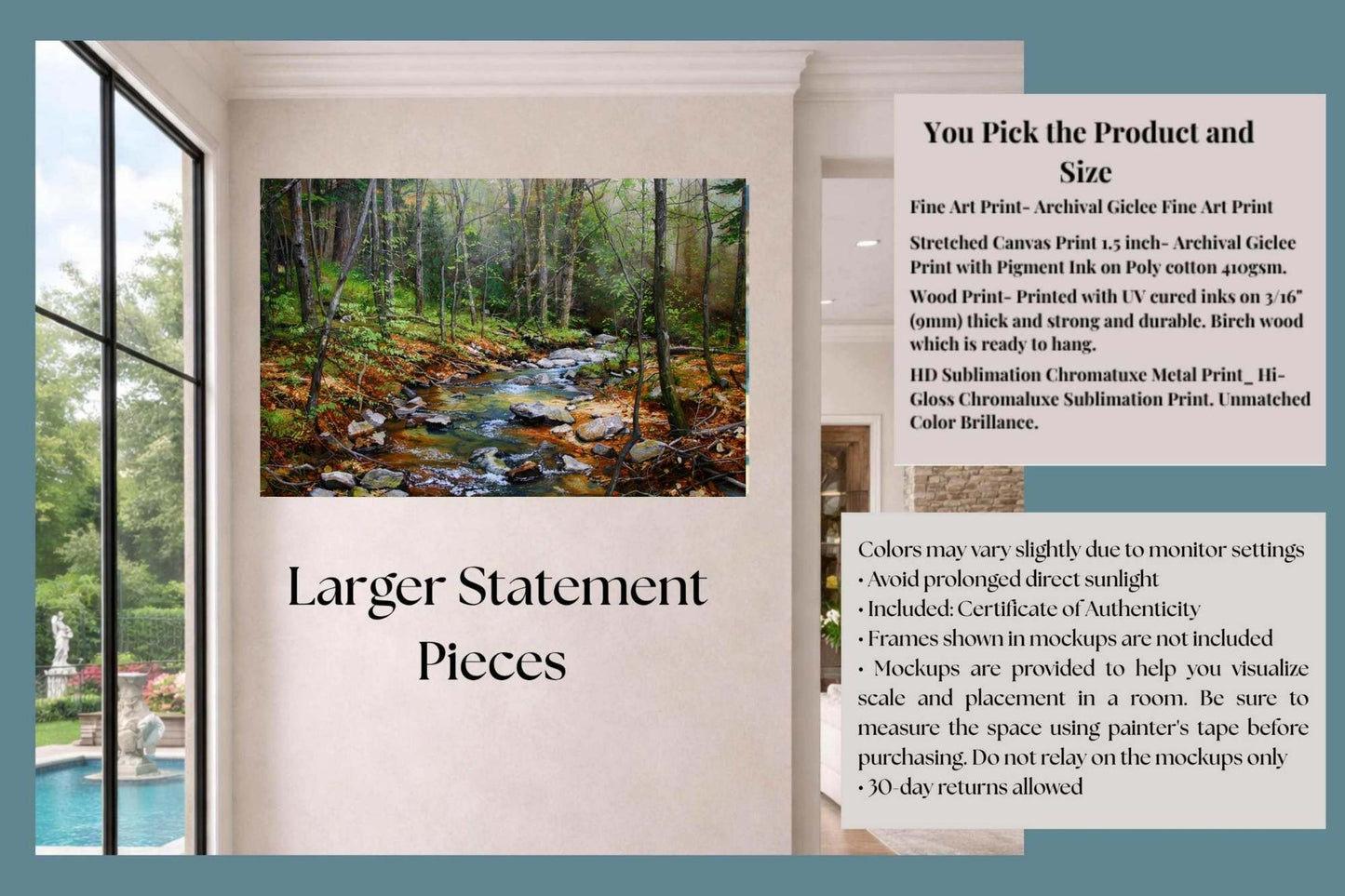 Peaceful Woodland Stream | Impressionist Print| Forest Creek Landscape | Nature Wall Art