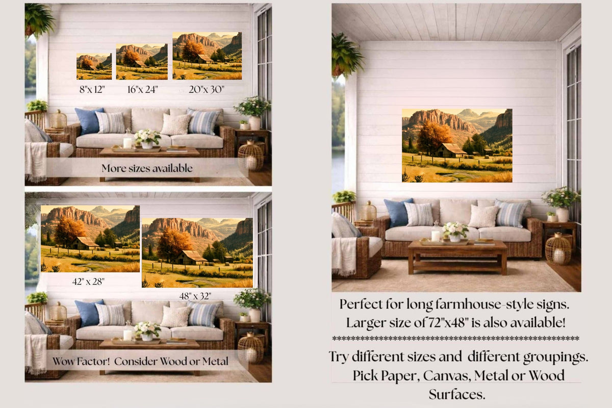 Autumn Beneath The Mountains | Impressionist Mountain Landscape Art | Giclée Paper • Wood • Metal • Canvas