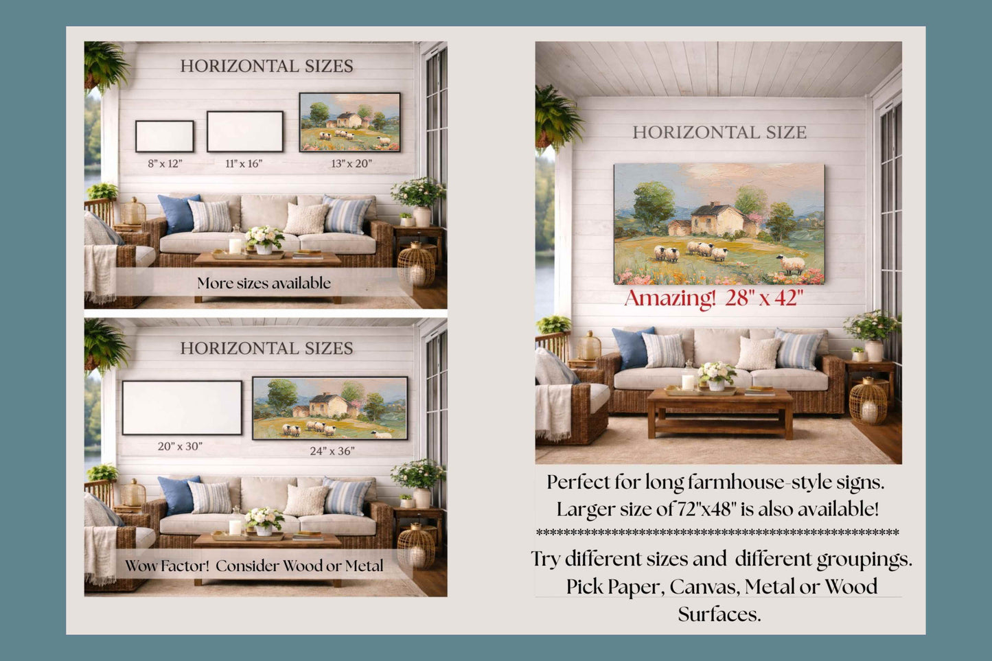 Cotswolds Sheep Farm – Impressionist English Countryside Painting, Sheep & Wildflowers Wall Art, Giclée on Canvas, Wood, Metal & Fine Art Paper