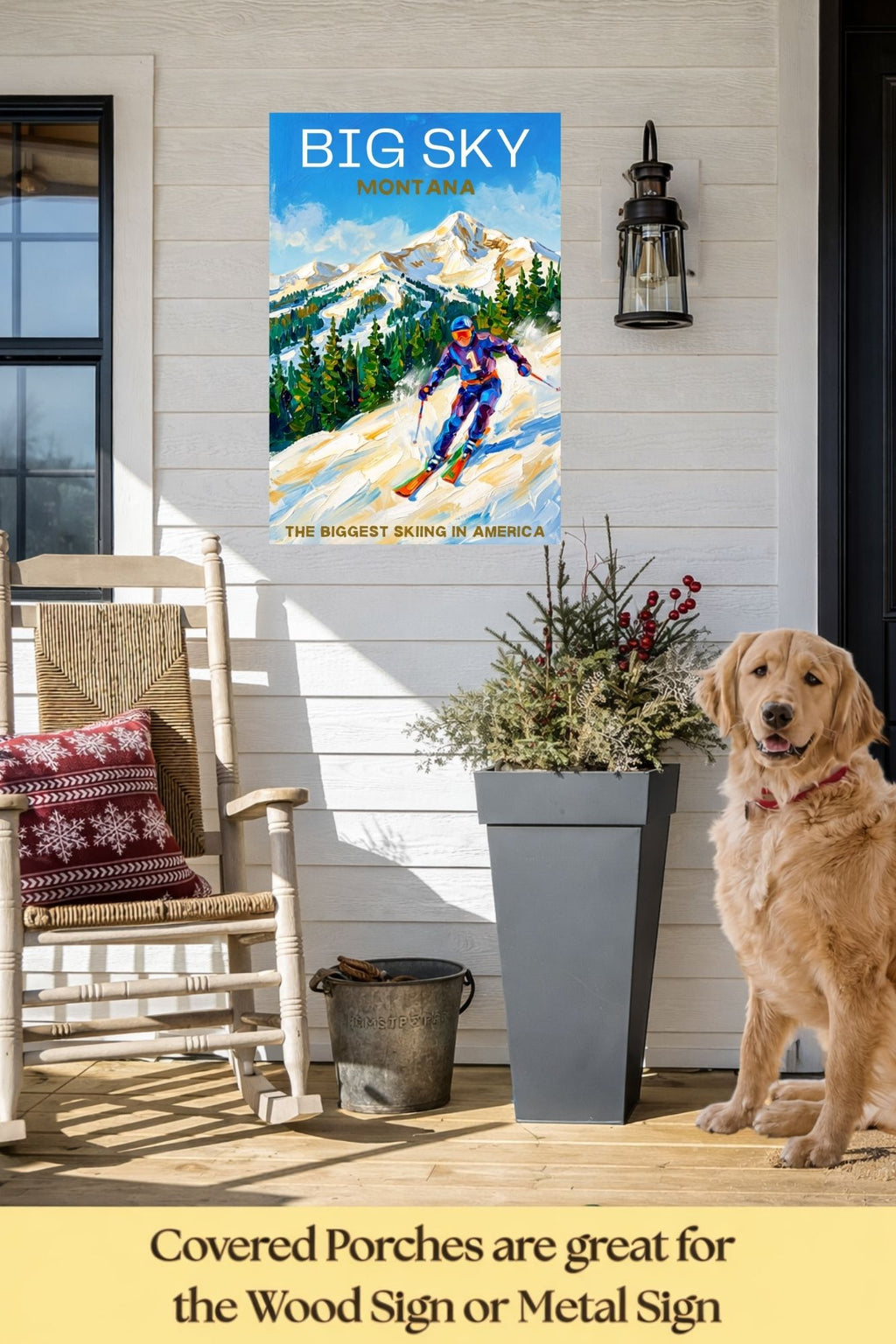 Big Sky Montana | Snow Print| The Biggest Skiing in America Travel Poster | Mountain Ski Resort| Giclée Print on Paper, Canvas, Wood, Metal