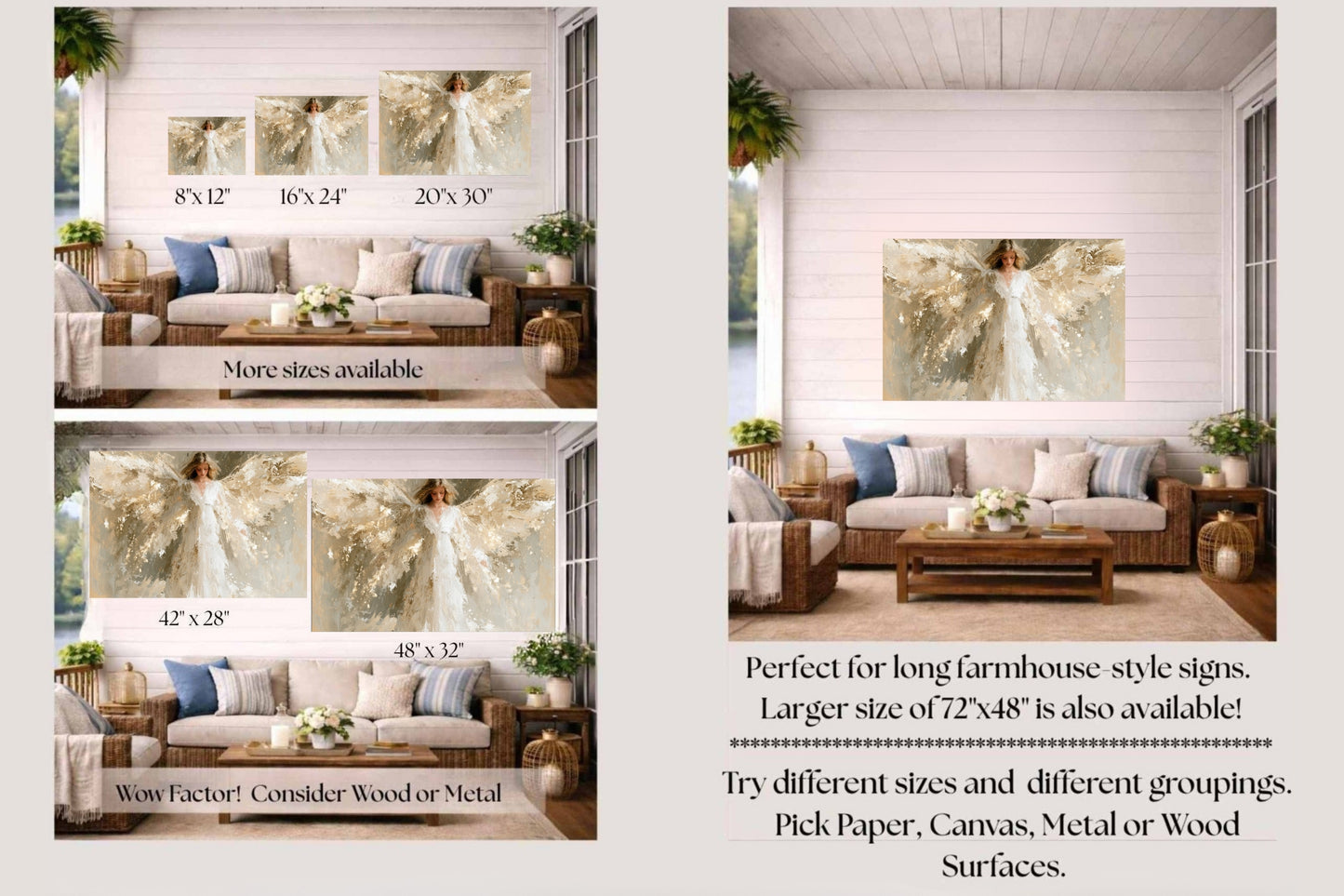 Whispers Of Grace | Angel Art | Christian Wall Decor | Neutral Spiritual Art | Heavenly Angel Print