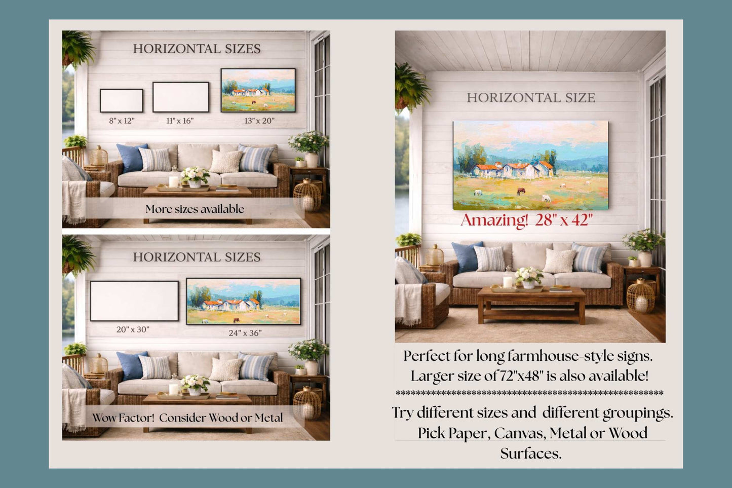 Tuscan Horse Farm at Dusk – Impressionist Landscape Print, Equestrian Wall Art, Giclée on Canvas, Wood, Metal & Fine Art Paper