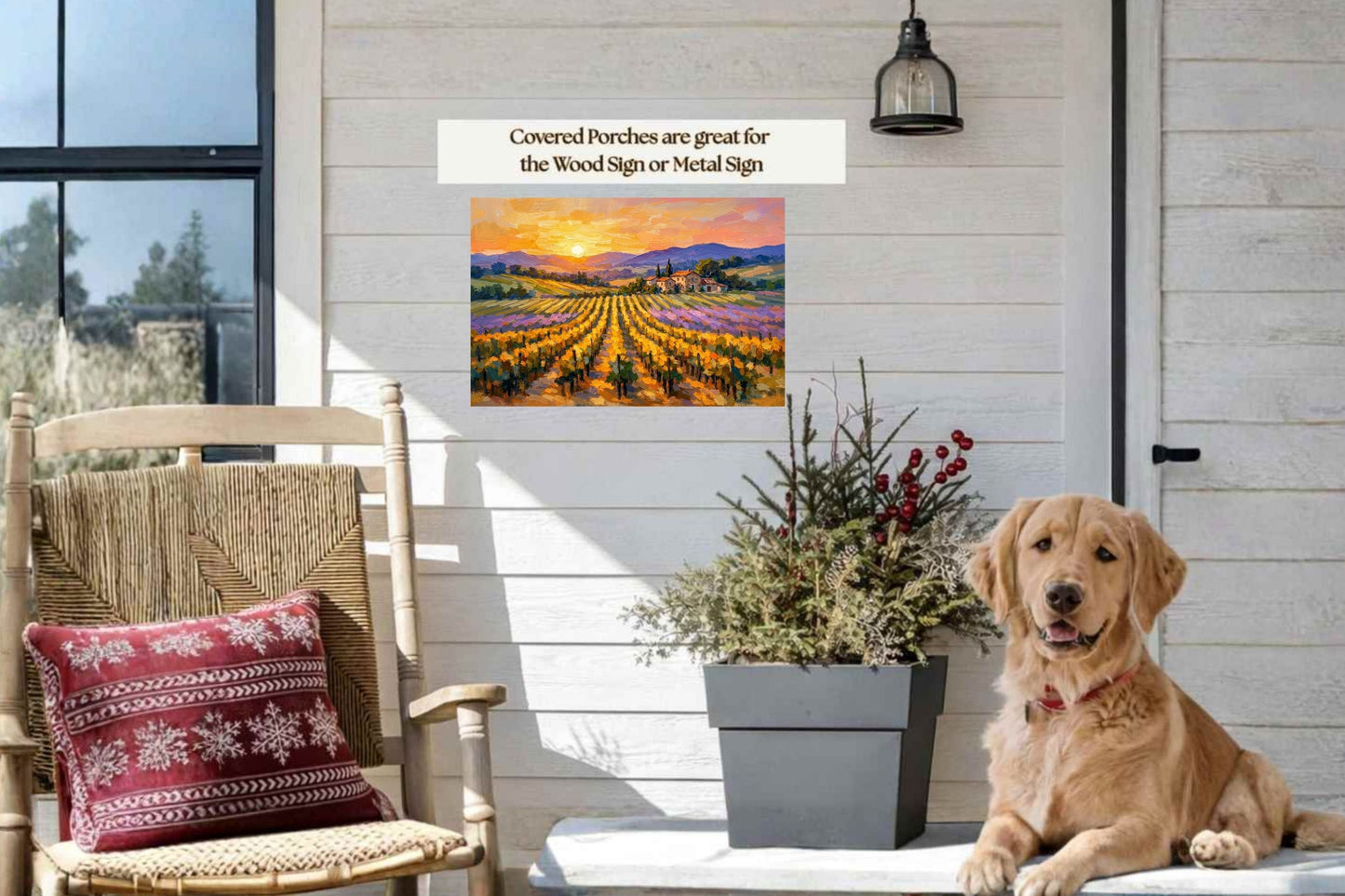 Golden French Vineyard at Sunset | Wine Country Art | Giclée Paper • Canvas • Birch Wood • Metal Panels