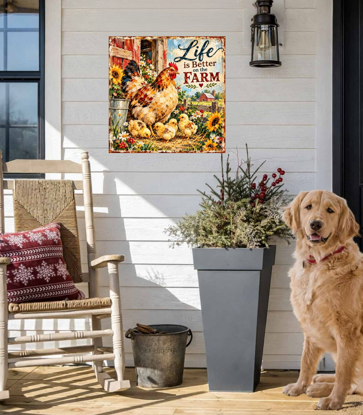Life Is Better on the Farm | Hen & Chicks Country Farm Art | Giclée Paper • Wood • Metal • Canvas