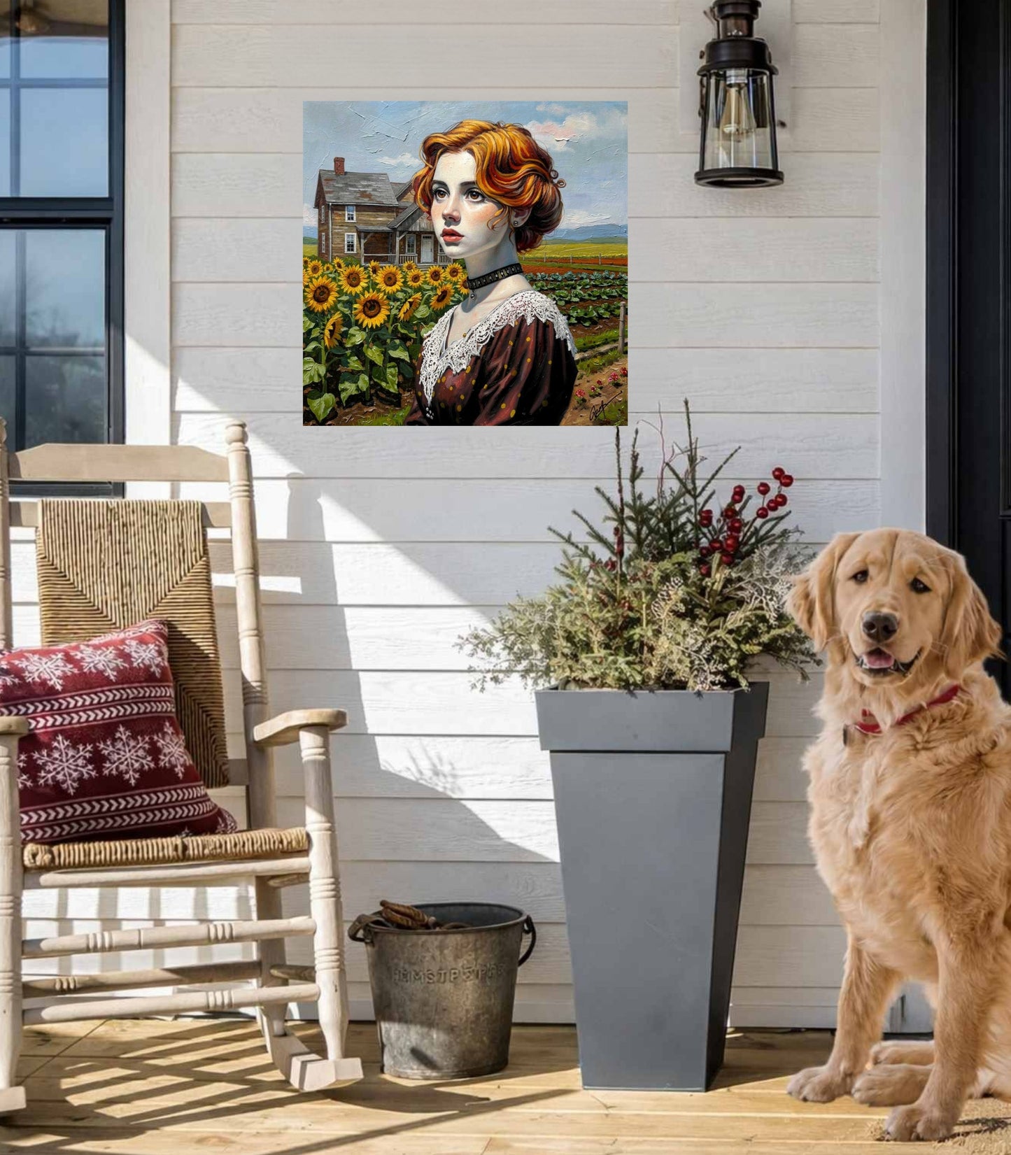 Vintage Farm Girl| Harvest Art| Giclee Paper- Wood- Metal- Canvas