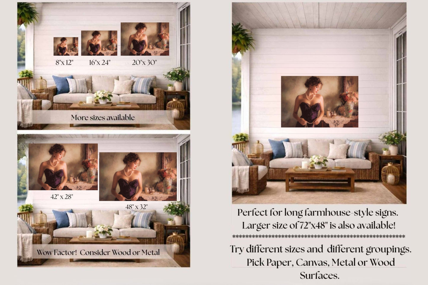 Quiet Elegance| Romantic Woman Print| Portrait Wall Print| Vintage Inspired Feminine Decor|Giclee Paper- Wood- Metal- Canvas