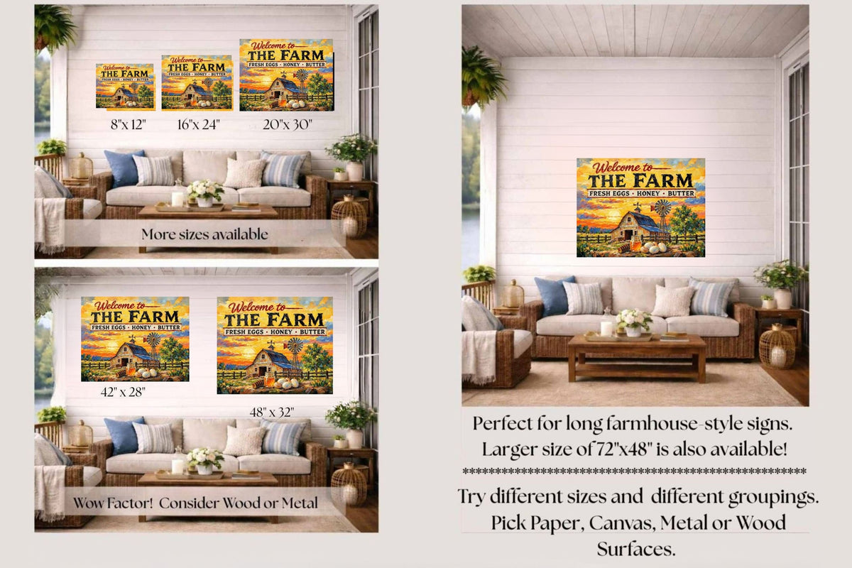 Welcome To the Farm| Modern Farm Art Sign|Prints, Canvas, Wood, or Metal Art