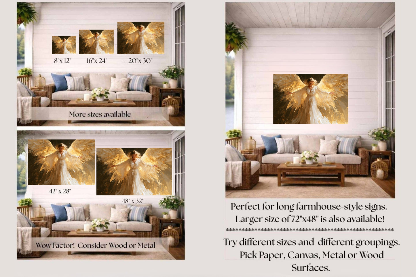 Wrapped In His Light | Angel Art | Christian Wall Decor | Heavenly Angel Print | Spiritual Art