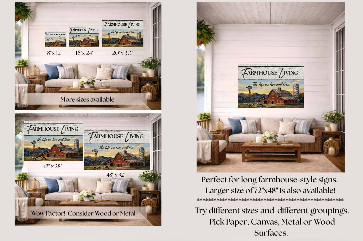 Farmhouse Living| The Life We Love And Live| Prints on Paper- Canvas- Wood- Metal  Panels