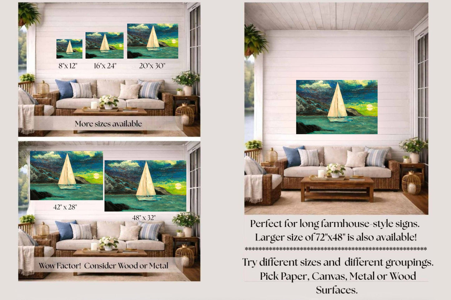 Sailing Past the Point | Original Teresa Johnson Coastal Sailboat Art | Ocean Seascape | Nautical Wall Decor | Giclée Paper • Wood • Metal • Canvas