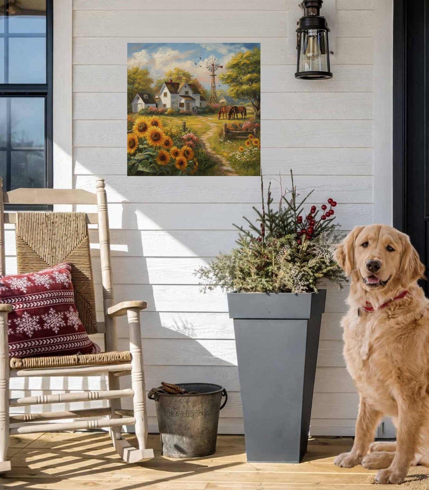 Sunflower Farm | Bee Art Prints| Farmhouse Garden Prints| Giclee Paper- Wood- Metal- Canvas