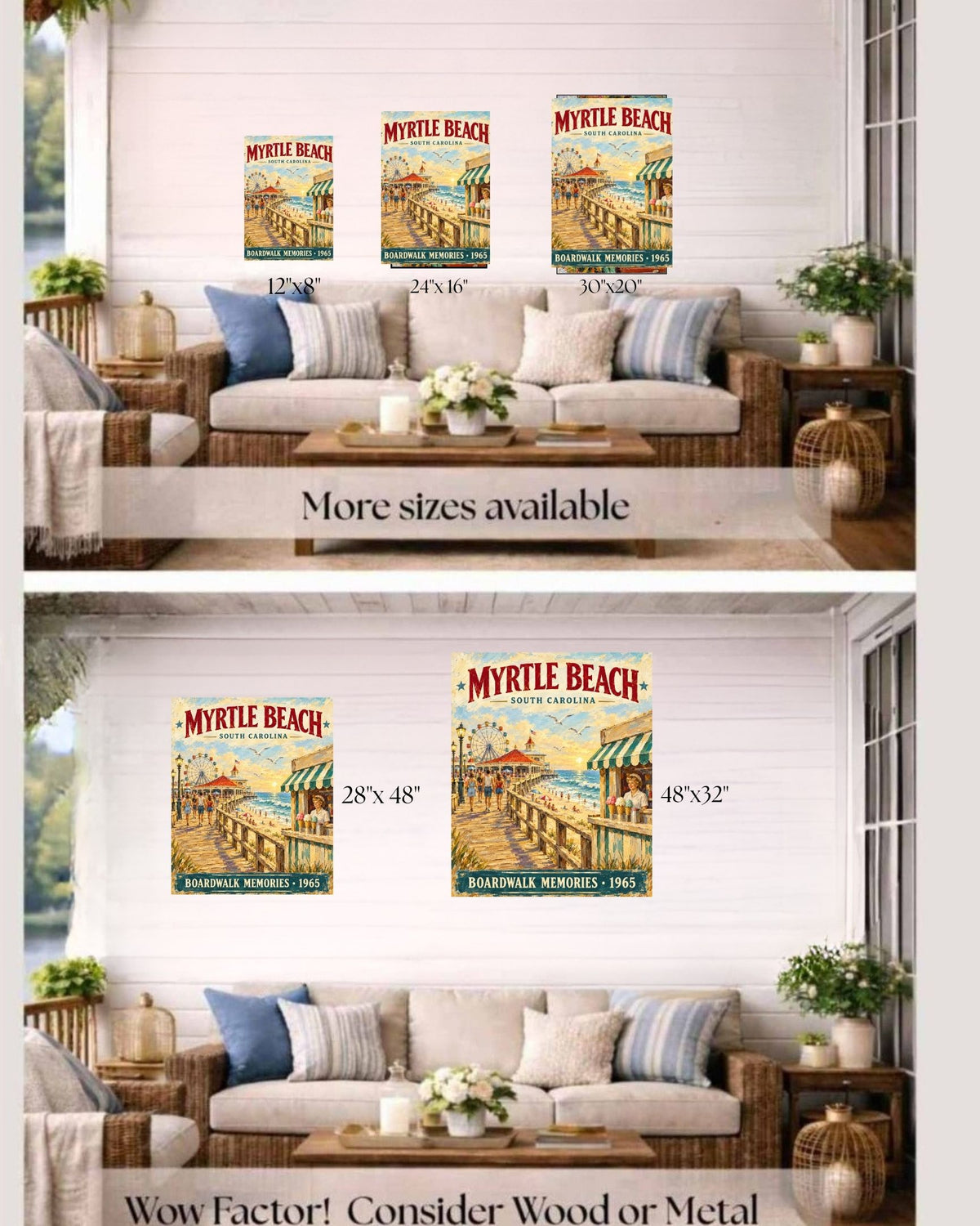 Myrtle Beach SC Vintage Sign | Prints, Canvas, Wood, or Metal Art