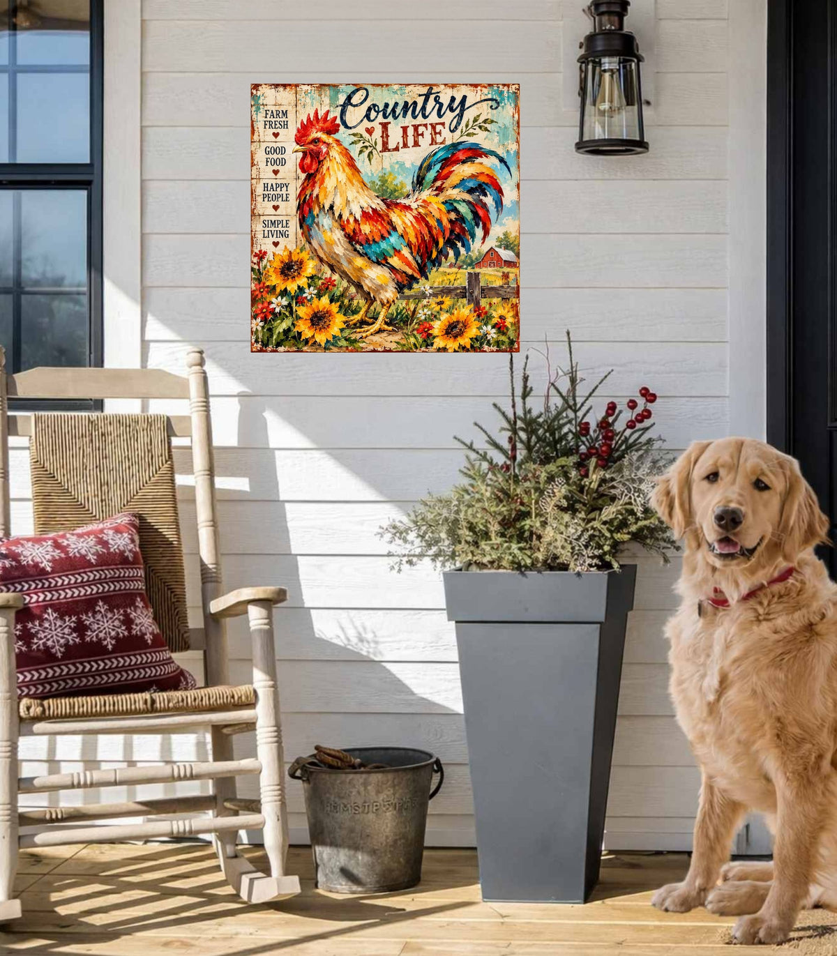Country Life Rooster | Farm Fresh Country Kitchen Art | Giclée Paper • Wood • Metal • Canvas
