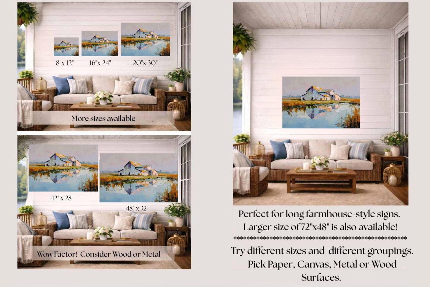 Still Water Farm | Impressionist Print| Barn Reflection Print| Farmhouse Art| Giclée on Canvas, Wood, Metal & Fine Art Paper