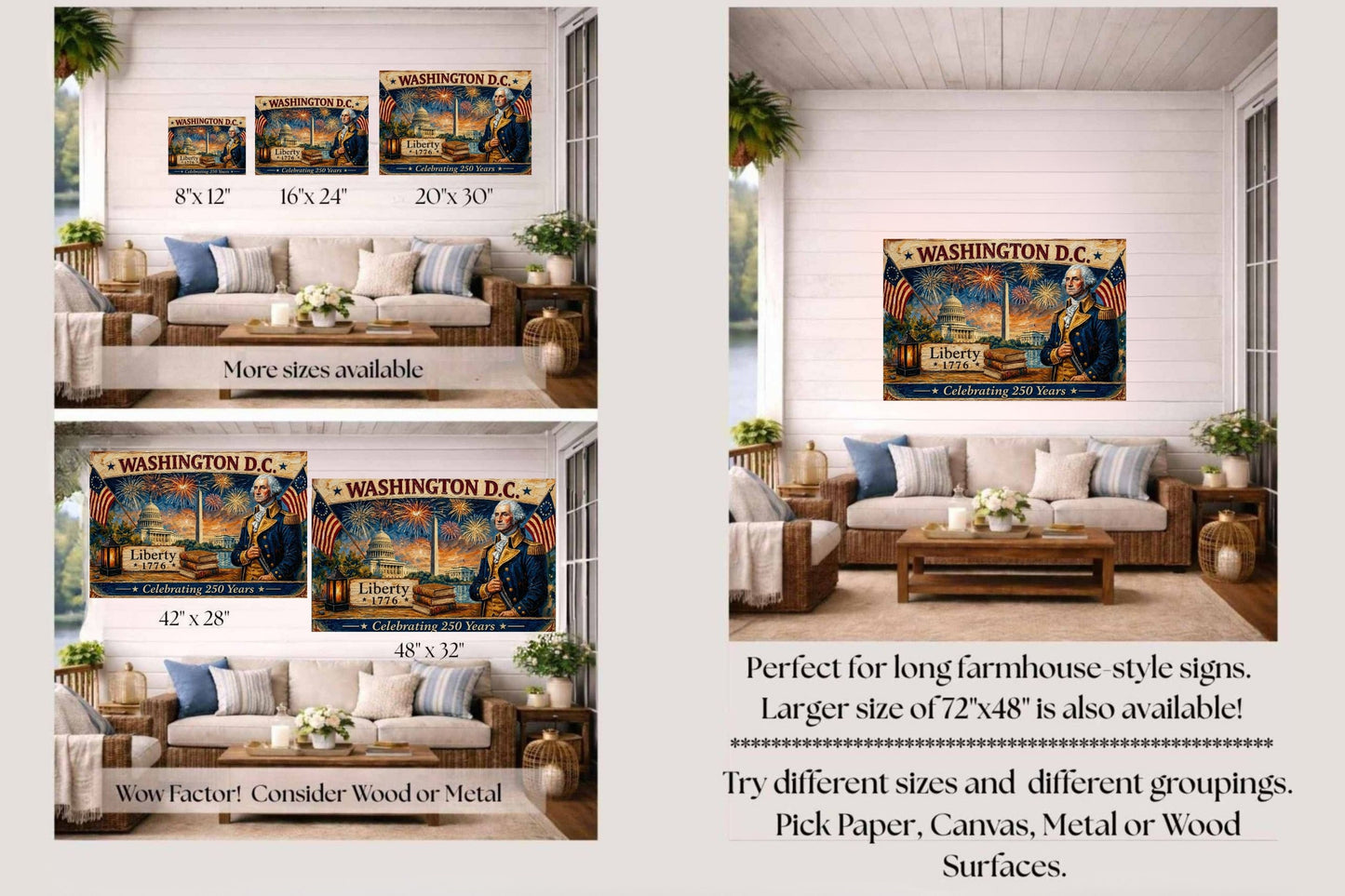 Washington DC- Celebrating 250 Years of Liberty| Patriotic Print| Fireworks Art| Prints, Canvas, Wood, or Metal Art