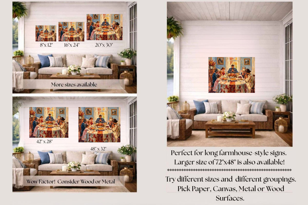 Happy Thanksgiving Give Thanks Celebrate the Holiday Giclee Paper- Wood- Metal- Canvas