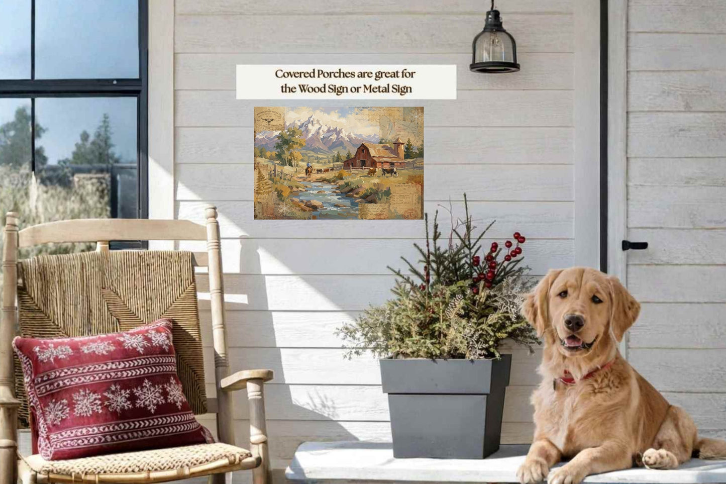Rancher's Retreat| Rustic Ranch & Mountain Landscape Print | Western Farmhouse Giclée Print on Paper, Canvas, Wood & Metal