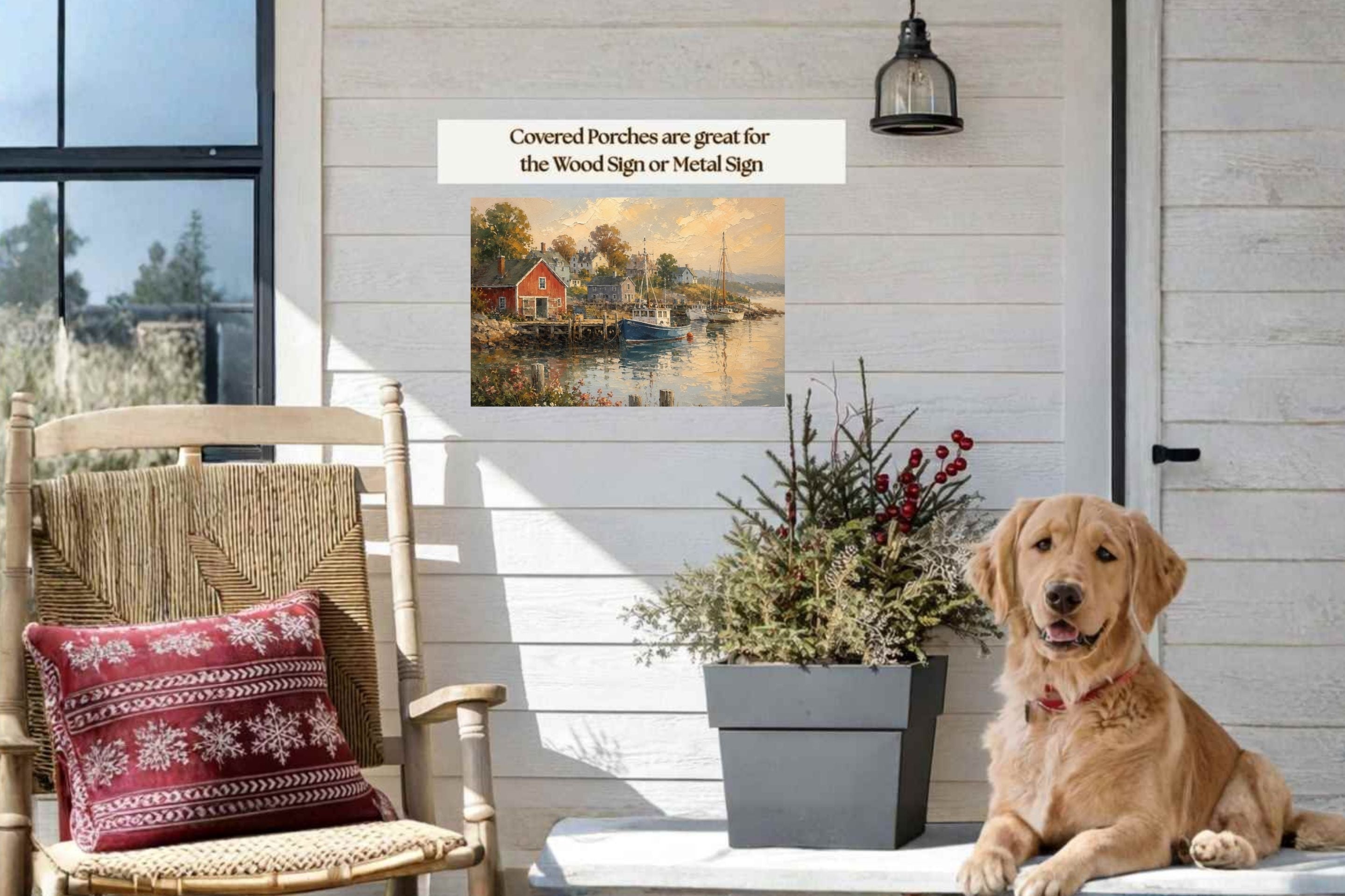 Coastal Harbor at Golden Hour| Coast Ship Art| Giclee Paper- Wood- Metal- Canvas