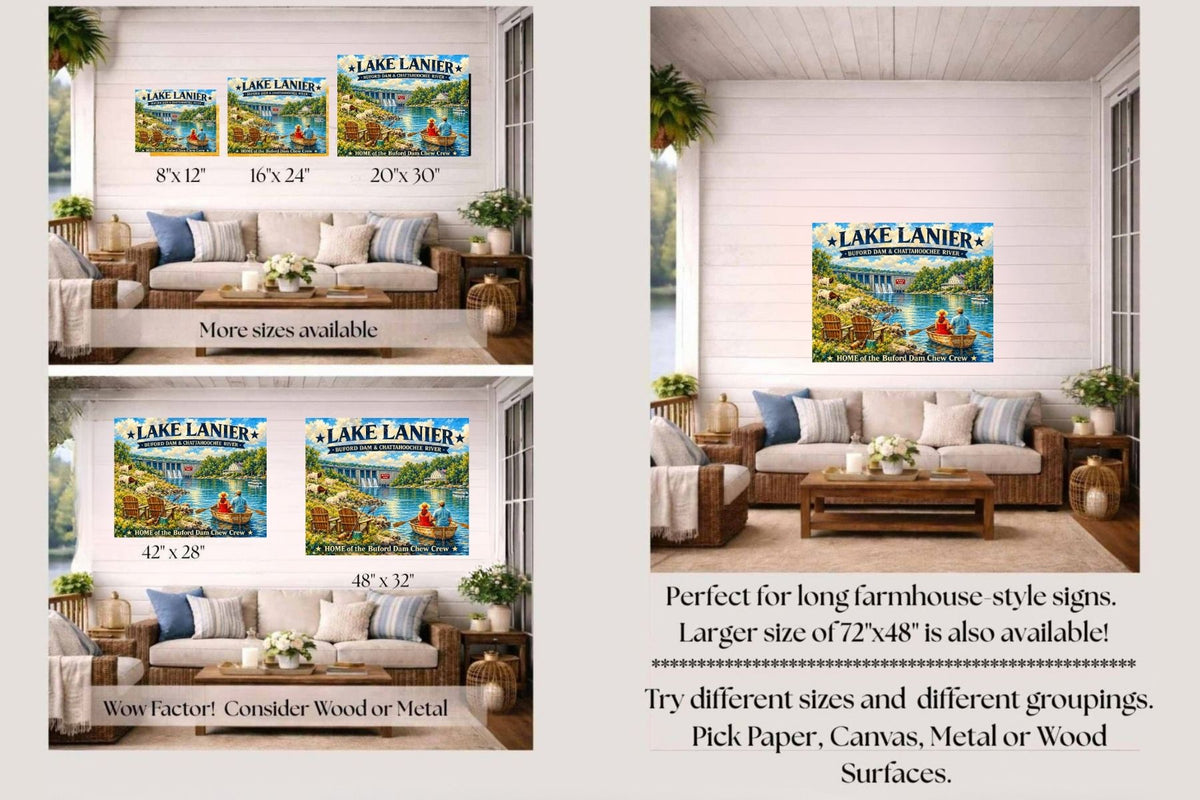 Lake Lanier Home of the Buford Chew Crew| Lake Living| Prints, Canvas, Wood, or Metal Art
