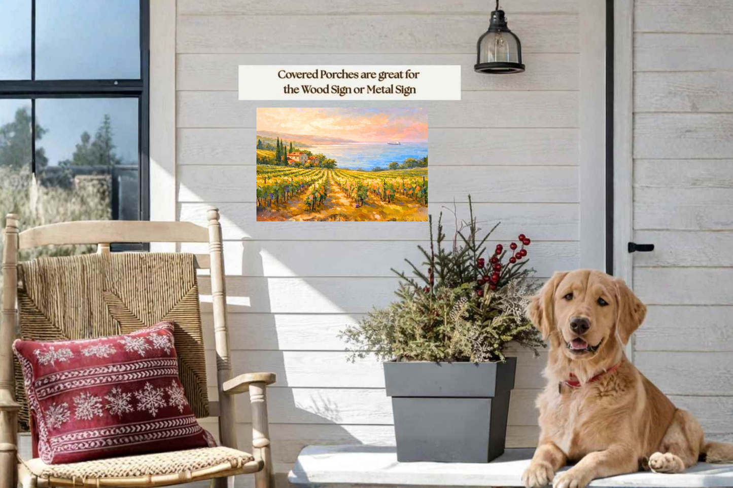 Mediterranean Vineyard by the Sea | Wine Country Art | Giclée Paper • Canvas • Birch Wood • Metal Panels