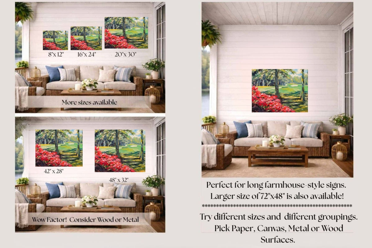 Azaleas Along the Fairway | Southern Golf Course Art | Giclée Paper • Wood • Metal • Canvas