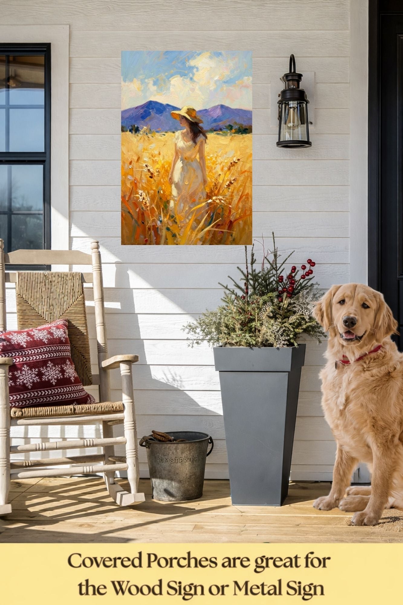 Where Summer Lingers | Wheat Field Prints |Vintage Style Farm Girl| Impressionist Landscape Print | Cottage Farmhouse Wall Art