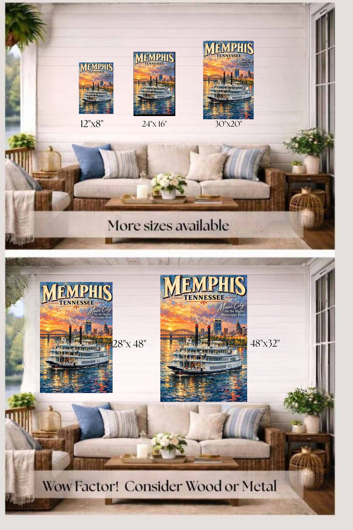 Memphis River Boat | Music City on the Mighty Mississippi | Teresa Johnson Art | Giclée Paper • Wood • Metal • Canvas