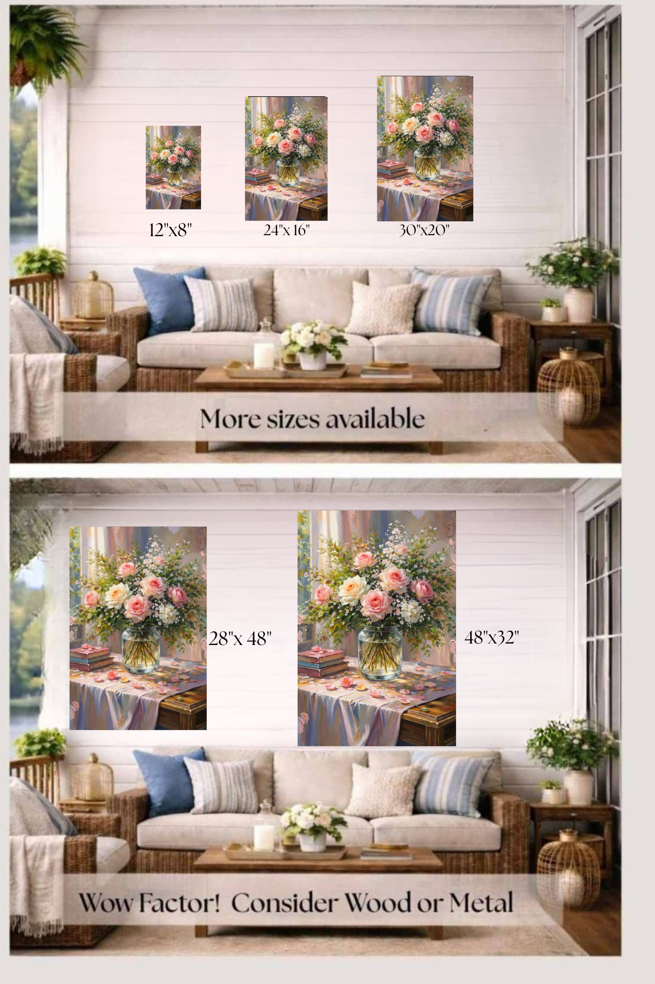 Soft Bouquets and Sunlight Serenity| Floral Print| Romantic Pink Roses in the Sunlight| Giclee Paper- Wood- Metal- Canva