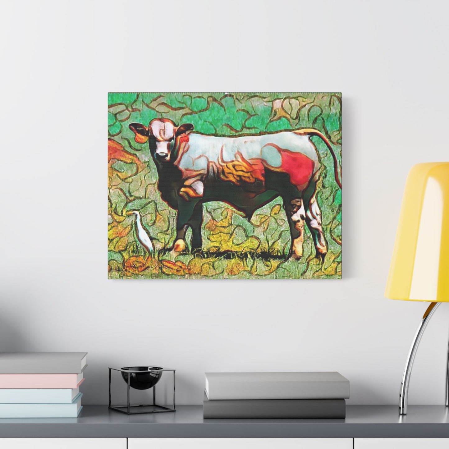 The Cow and Egert- Art- Gallery Wrapped- Satin Stretched Canvas Gallery Wraps - No Frame Needed