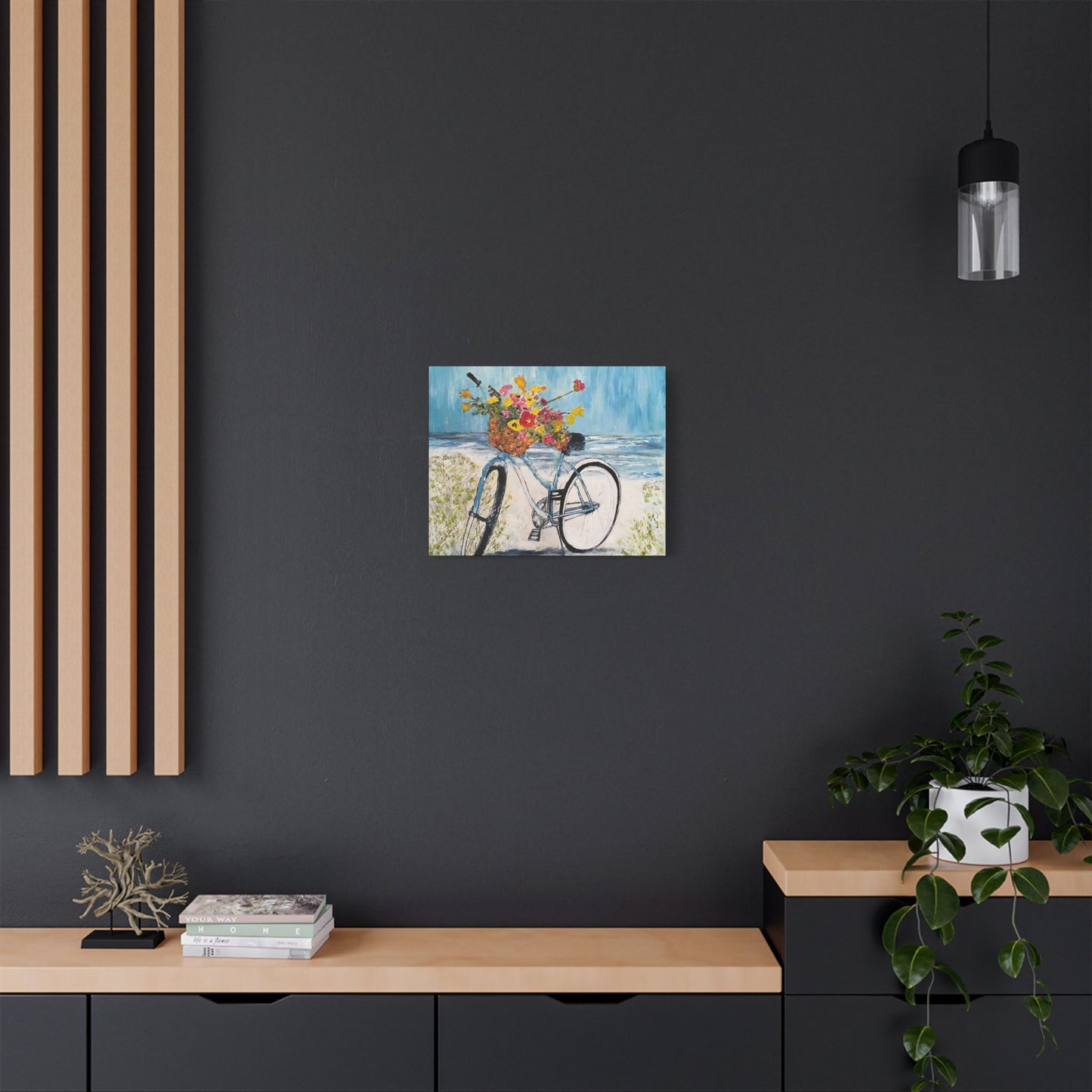 Biking on the Beach- Art- Gallery Wrapped- Satin Stretched Canvas Gallery Wraps - No Frame Needed