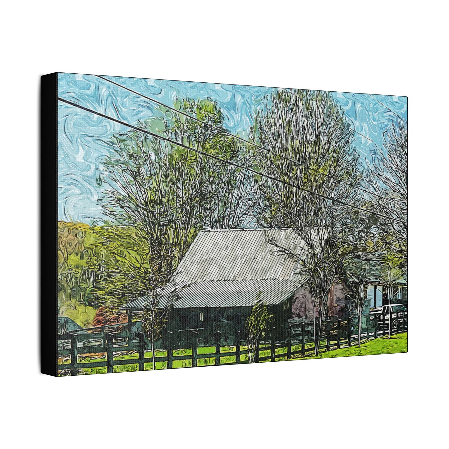 Farm Building- Art- Gallery Wrapped- Satin Stretched Canvas Gallery Wraps - No Frame Needed