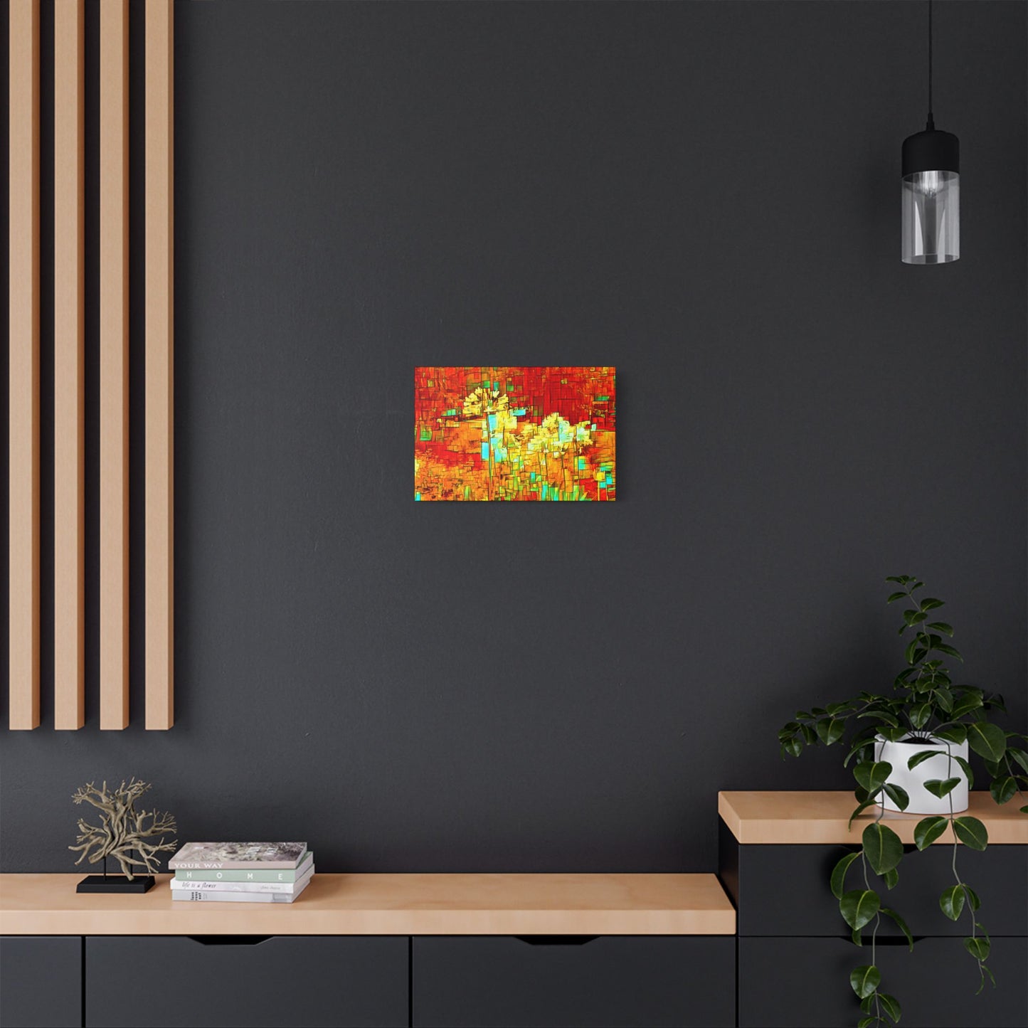 Red Garden Art- Gallery Wrapped- Satin Stretched Canvas Gallery Wraps - No Frame Needed